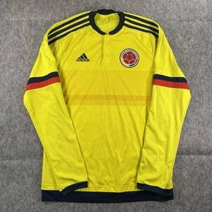Colombia Addias Soccer Jersey Small 2015 Home Long Sleeve Yellow Blokecore